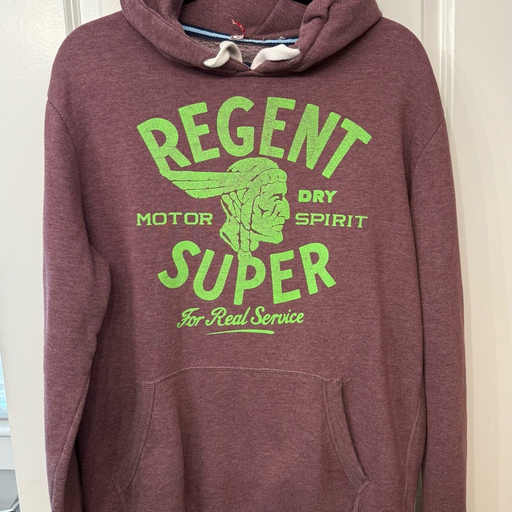 Men's Superdry Hoodie - Maroon Heather and Green